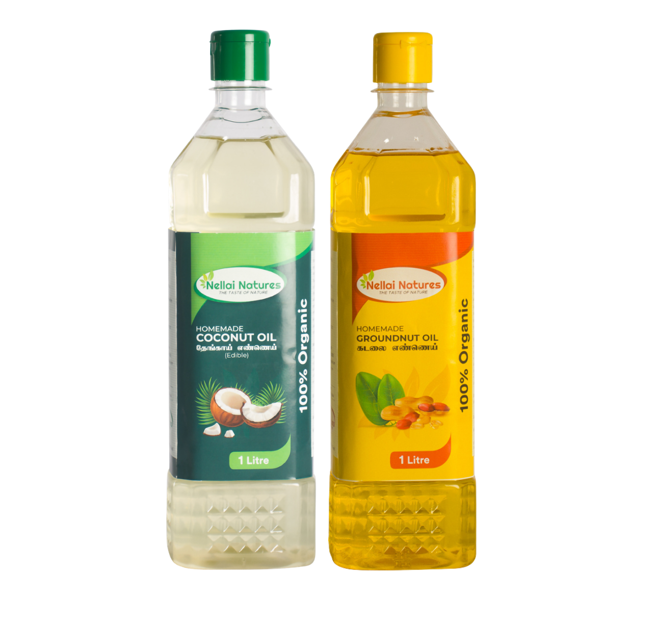 Nellai Natures Coconut and Groundnut Oil Pack, 1 Litre each
